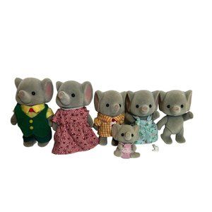 Original Vintage Mini Fur/Suede Covered Elephant Family Figurine Figures Mini 2"